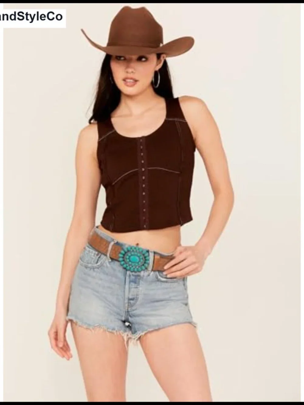 Women's PU Leather Western Belts with Rhinestone Turquoise Buckle